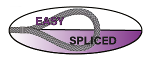 Logo grafico con testo 'Easy Spliced' per indicare tecniche semplici di innesto corde, ideale per Produzione Corde per nautica