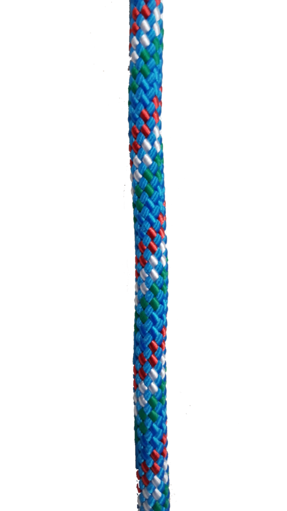 Corda intrecciata multicolore blu, verde, bianco e rosso per applicazioni marine e nautiche